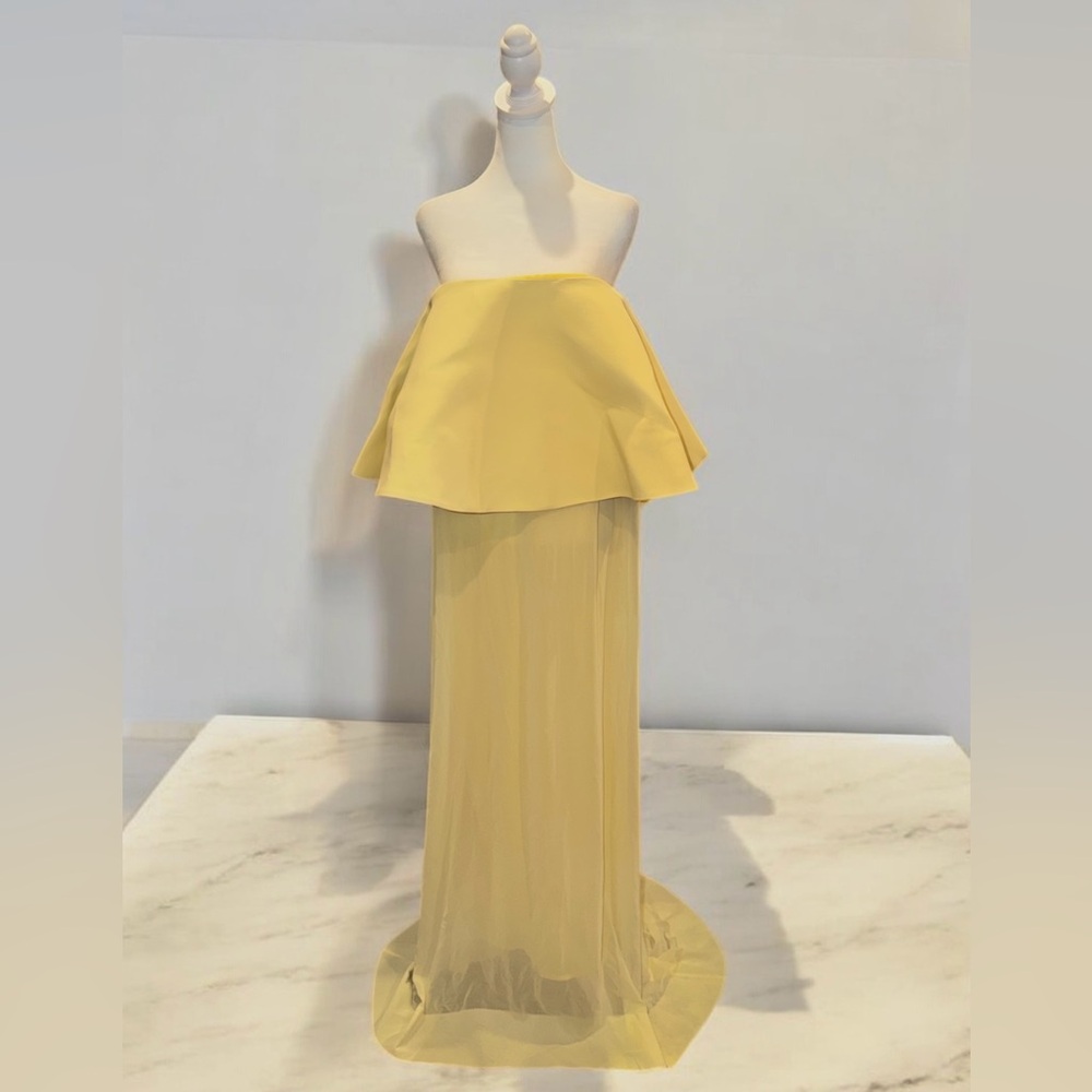 Jacquemus La Robe Vela Strapless Chiffon Gown Yellow Light - Picture 5 of 10